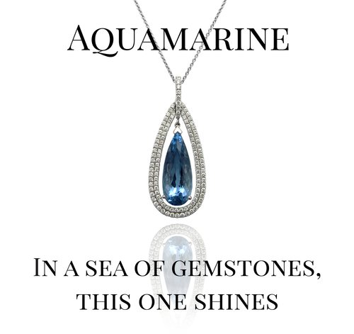 Pear-shaped Aquamarine and Diamond Halo Pendant