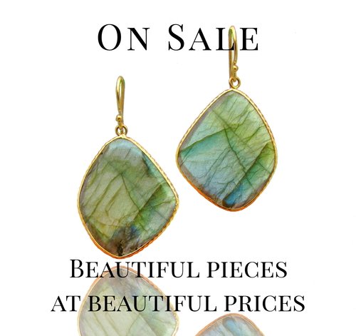Labradorite, Rimma, Bezel Yellow Gold, Dangle Earrings